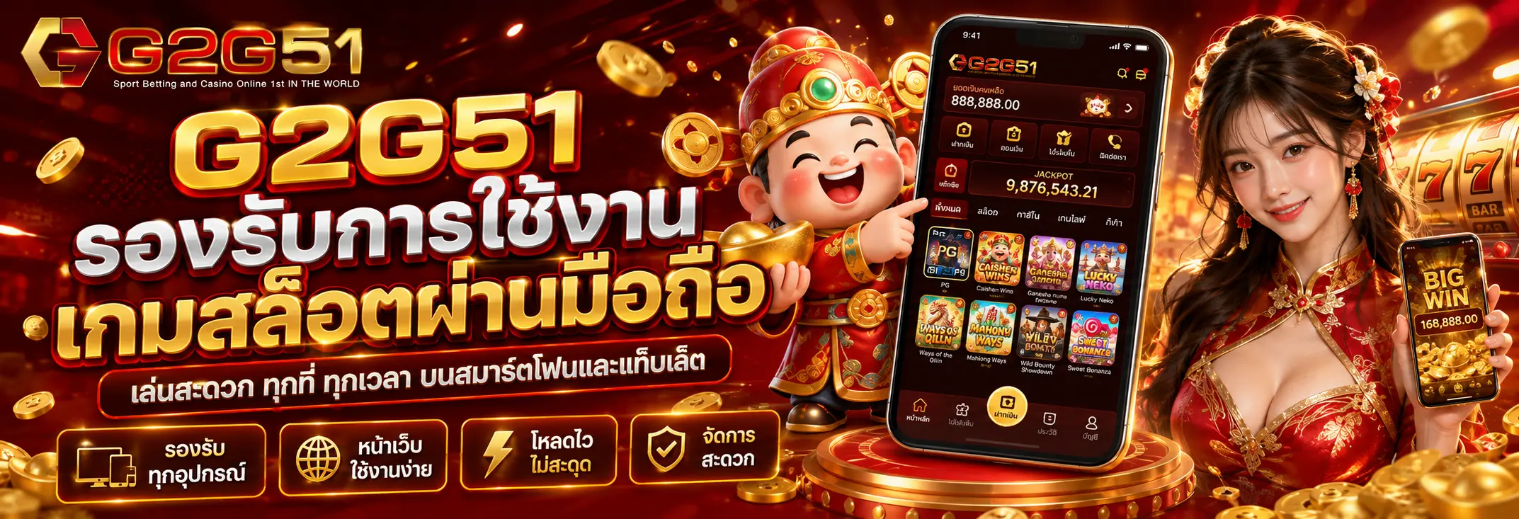 g2g51 รองรับการใช้งานเกมสล็อตผ่านมือถือ